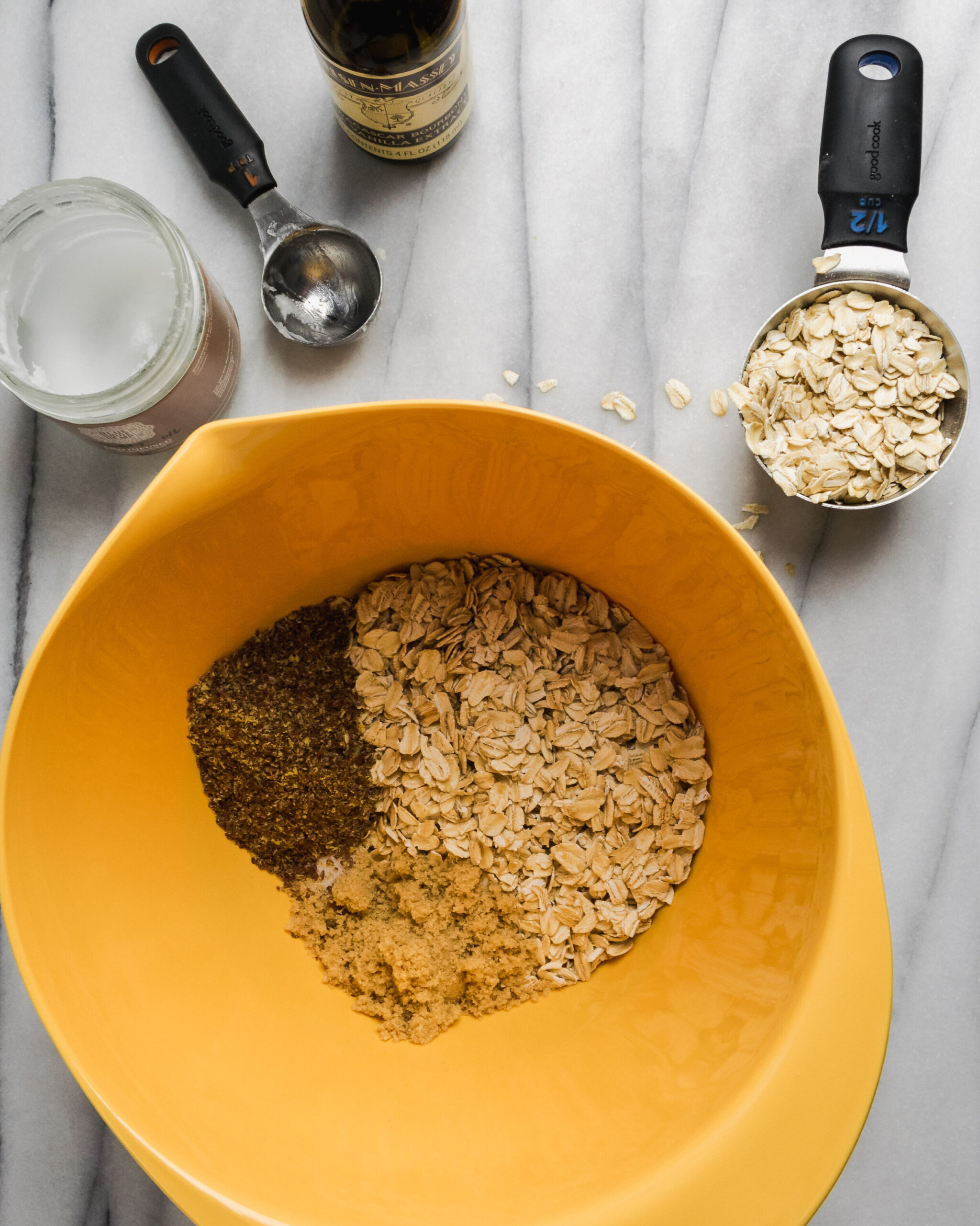 Granola ingredients in bowl.