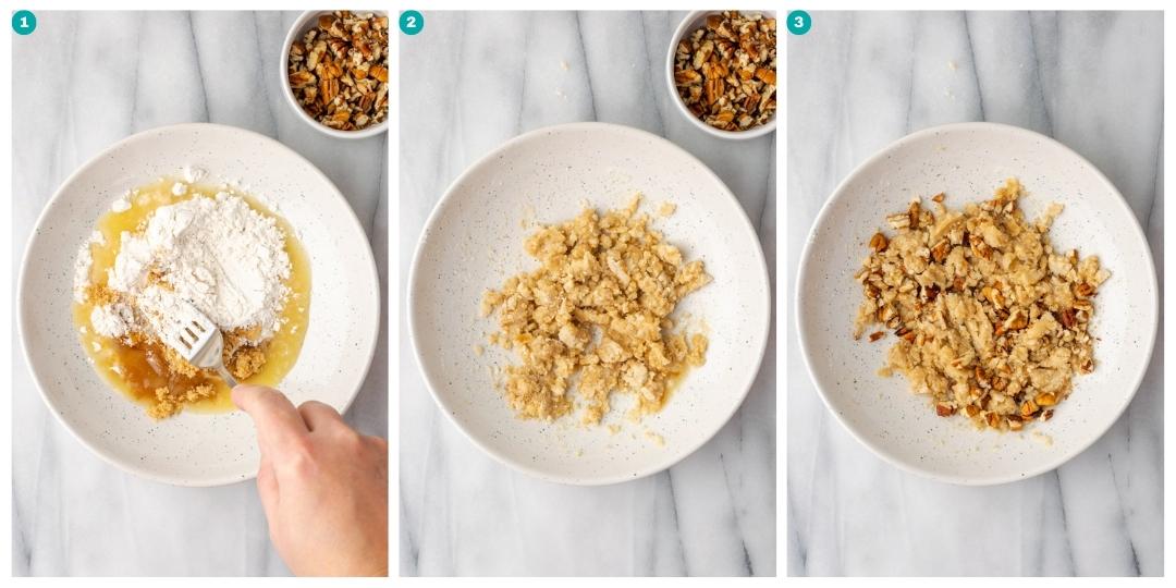 Step by step instructions for making streusel topping.