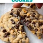 Pin for Nutella stuffed chocolate chip cookies.