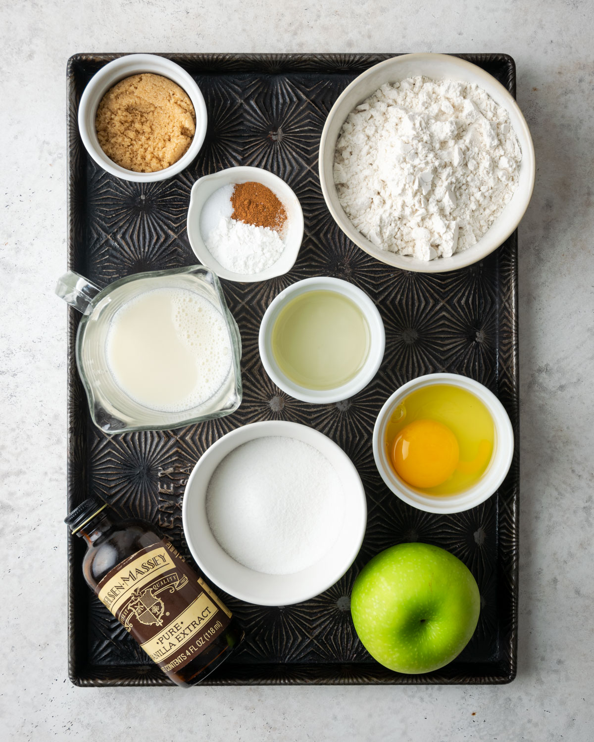 Ingredients for gluten free apple muffins.