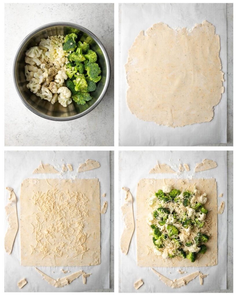 Step by step instructions to make a broccoli galette.