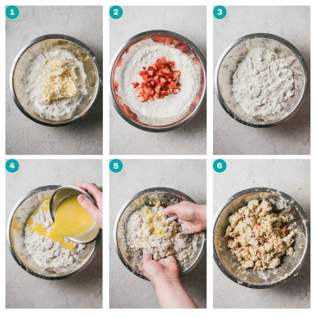 Step by step instructions to mix scone dough.