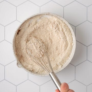 Oat flour in a large bowl.