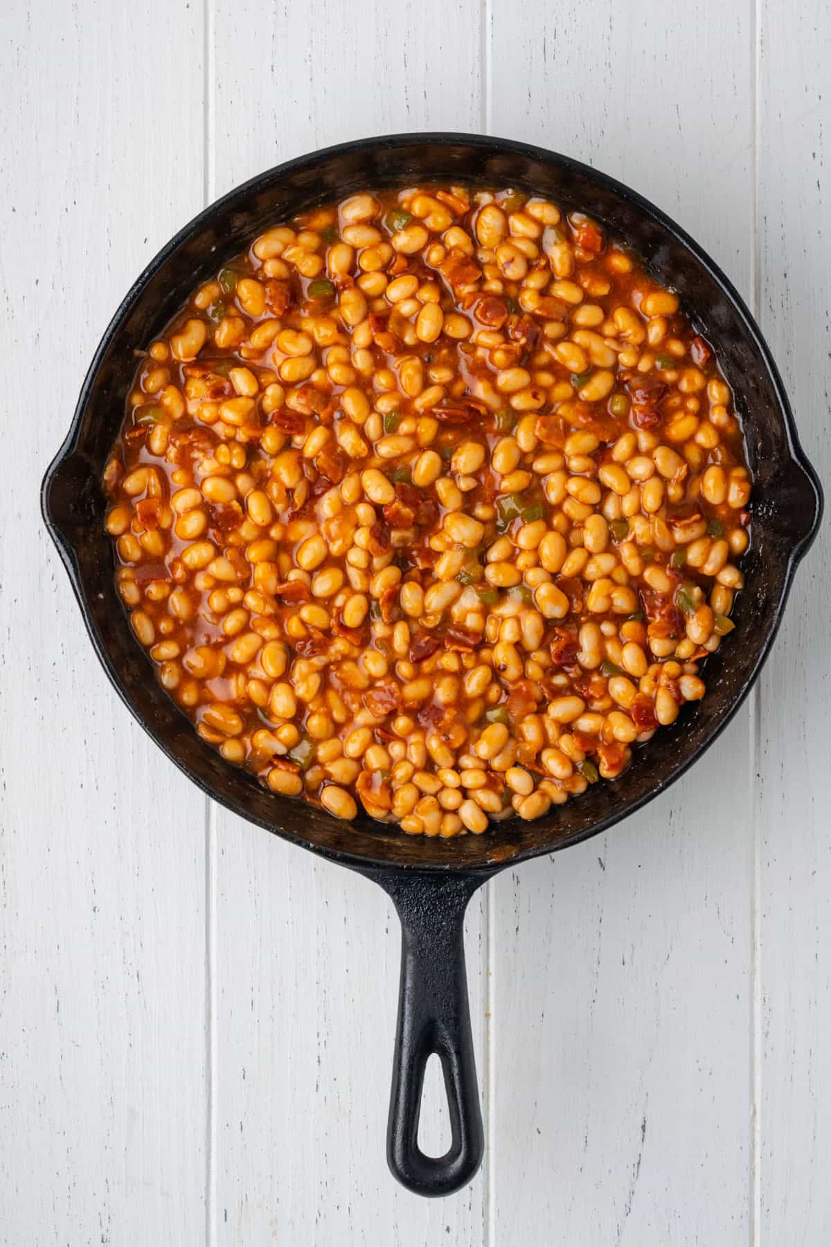 Baked beans about to go into the oven. 