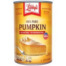 A can of Libby's brand pumpkin puree.