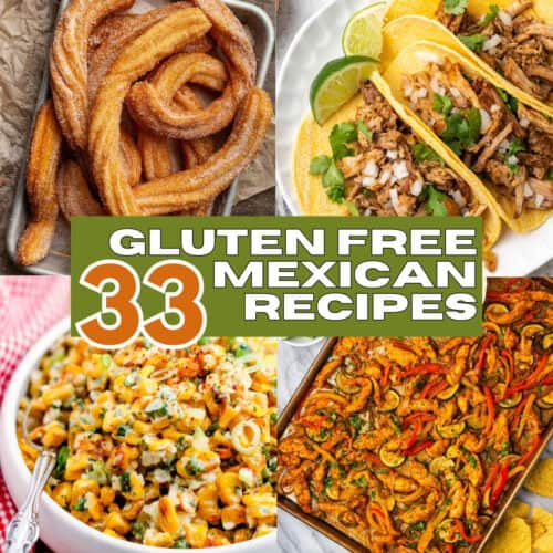 A collage of four photos of gluten free Mexican recipes.