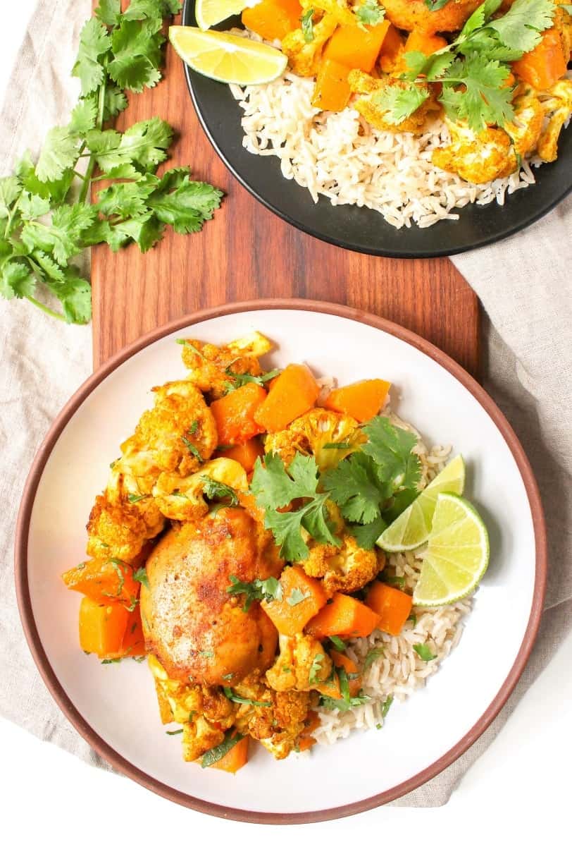 Maple curry chicken served over rice.