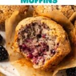 Pin for gluten free blackberry muffins.