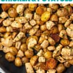 Pin for garlic butter chicken and potatoes.