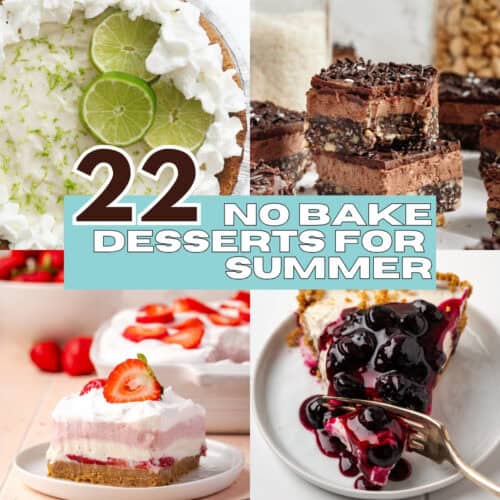 A collage of four no bake gluten free desserts.
