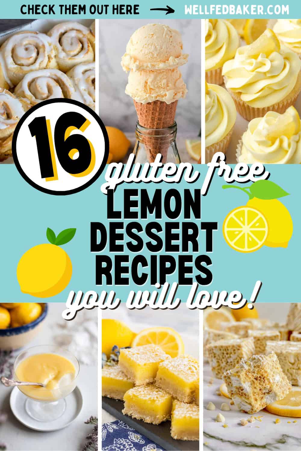 Pin for 16 gluten free lemon desserts