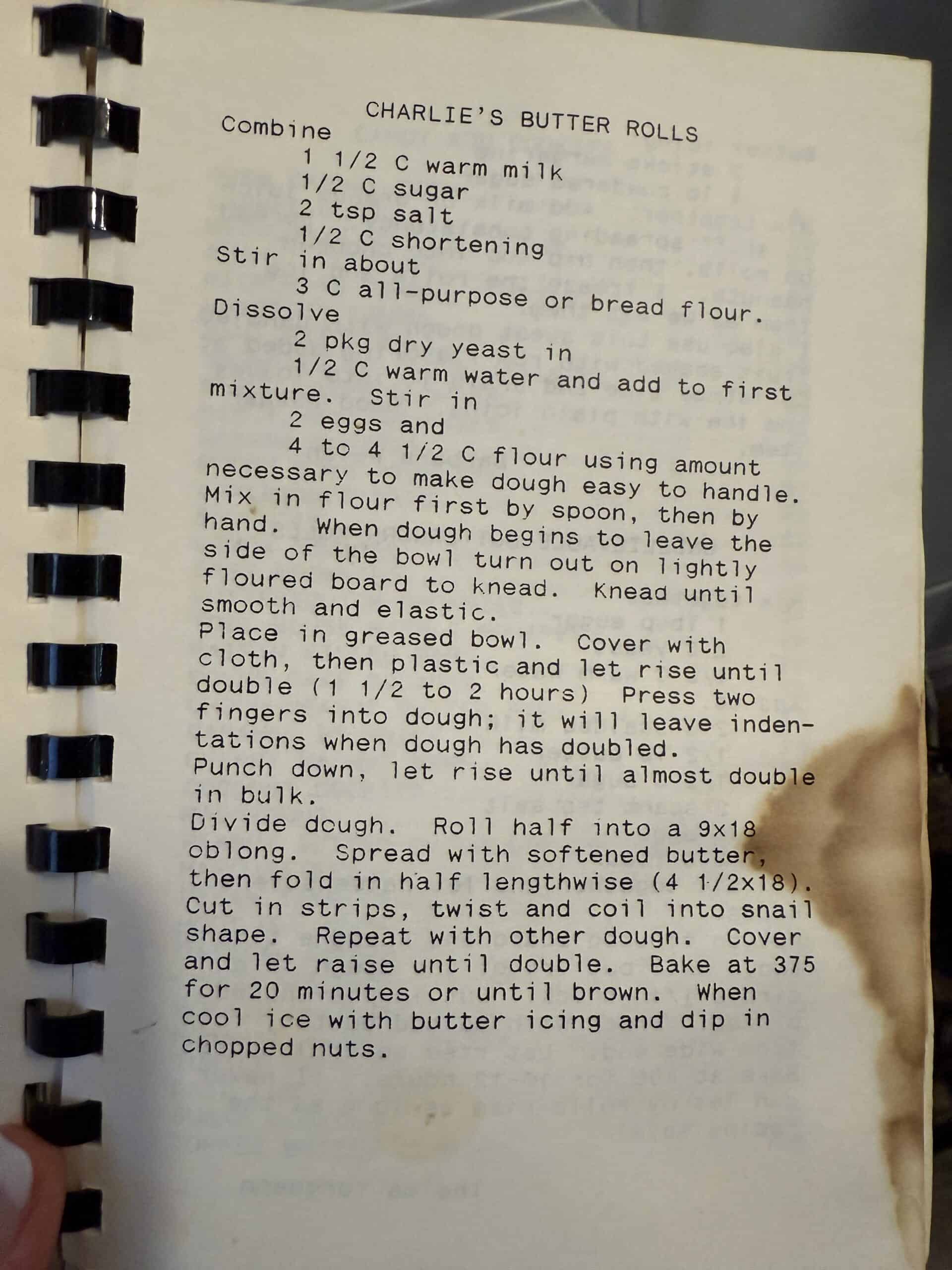 Recipe for Charlie's Butter Rolls