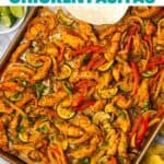 Pin for sheet pan chicken fajitas.