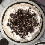 Pin for no bake Oreo pie.