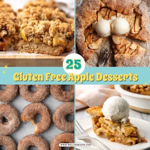 A collage of four gluten free apple desserts.