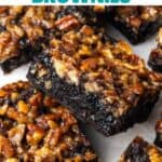 Pin for pecan pie brownies.