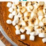Pin for sweet potato pie with graham cracker crust.