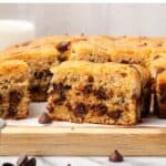 Pin for gluten free chocolate chip banana cake.