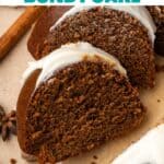 Pin for gingerbread bundt cake.