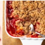 Pin for strawberry rhubarb crumble.