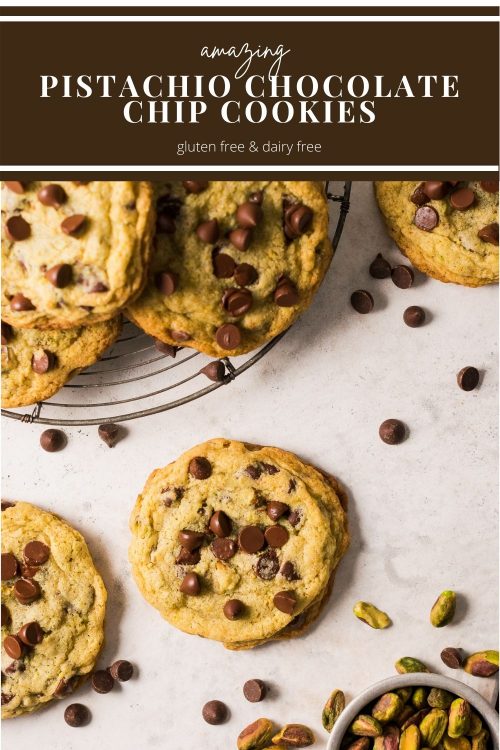 Pin for pistachio chocolate chip cookies