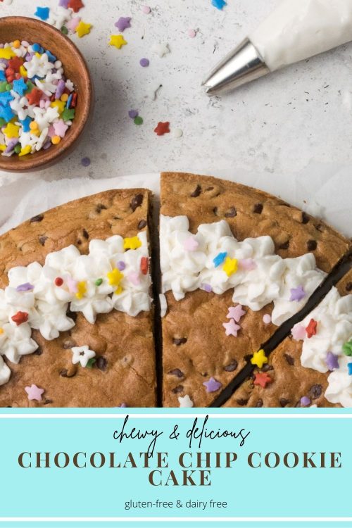 Pin for gluten free cookie cake.