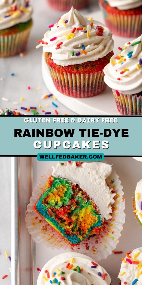 Pin for rainbow tie dye cupcakes.